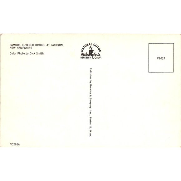 Famous Covered Bridge At Jackson New Hampshire Postcard Travel Souvenir Unposted - Picture 2 of 2